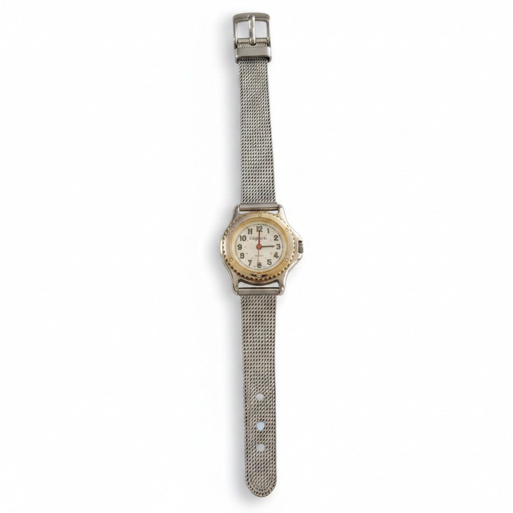 Capezio Womens Watch White Dial Silver Case Mesh Bracelet Quartz Analog